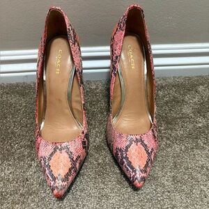 Coach Two Tones Orange and Pink Snakeskin Women's Heels